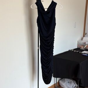 T Tahari Midnight Blue One Shoulder Dress